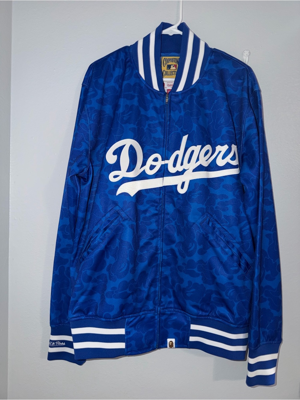 BAPE x MITCHELL & NESS LA DODGERS VARSITY JACKET
